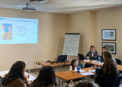 Simulation of an interview with a person with disability (Chimene Hadshity from ProAbled and Silvia Ekzarkova from AUB Office of student Affairs Career Services Department)