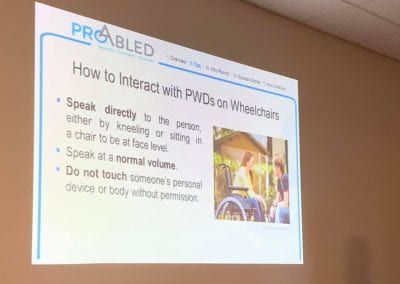 A slide about how to interact with PWDs